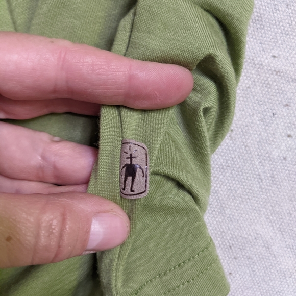 Smartwool Merino Wool T-Shirt Green with Spellout Logo - Picture 4 of 6